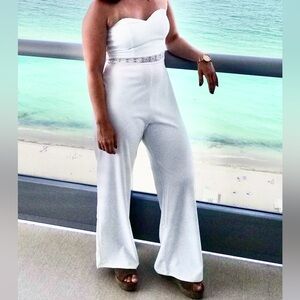 Ivory Lace-Trim Jumpsuit
